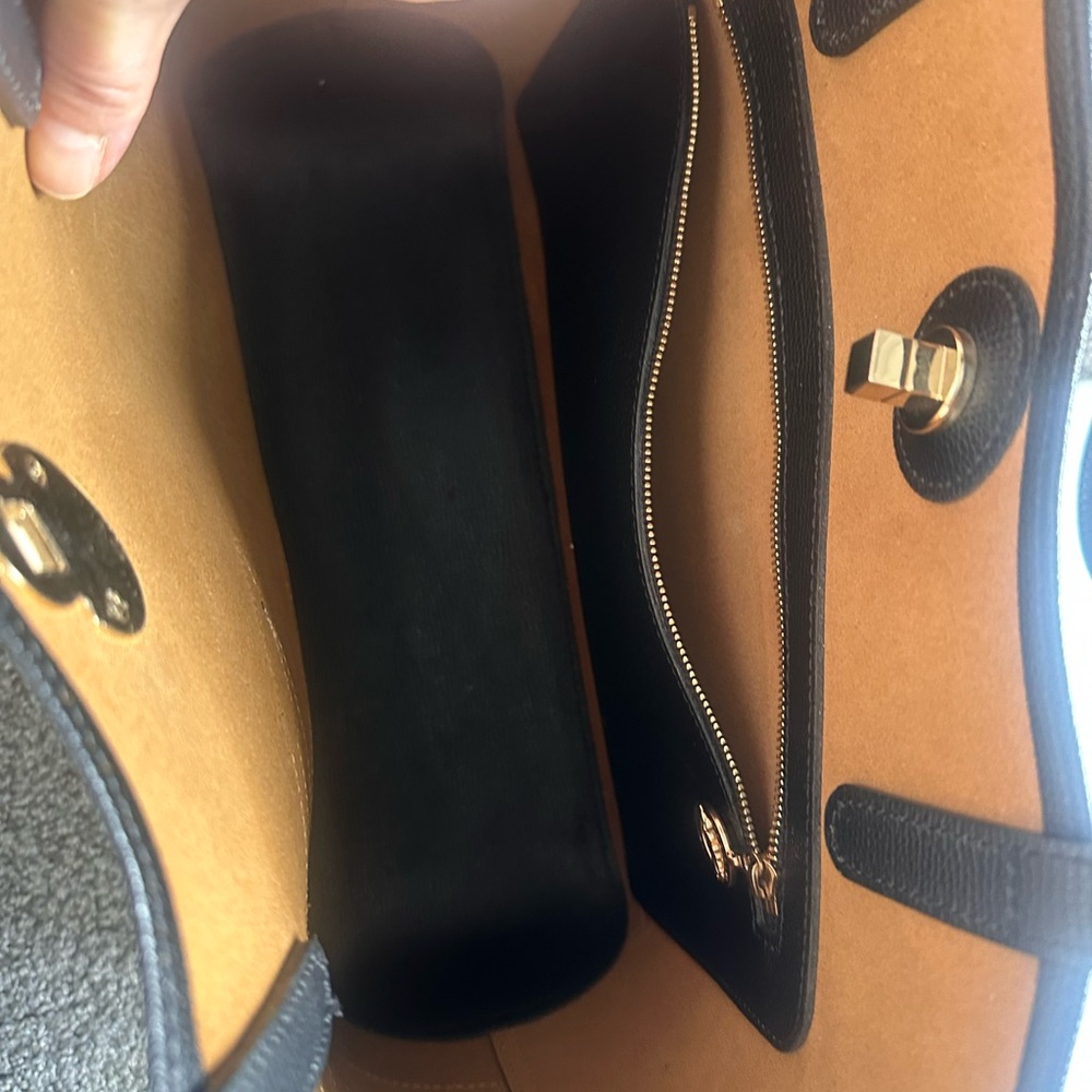 Longchamp Cavalcade Black Leather Tote with Embossed Horse - Picture 3 of 5